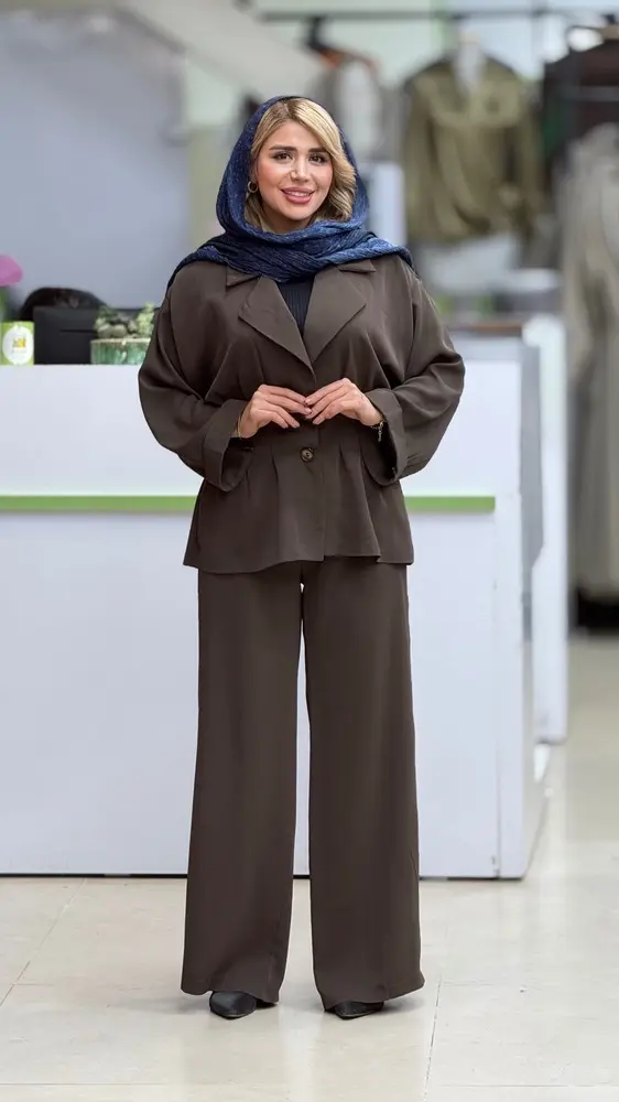 کت و شلوار کرپ میله ای عروسکی